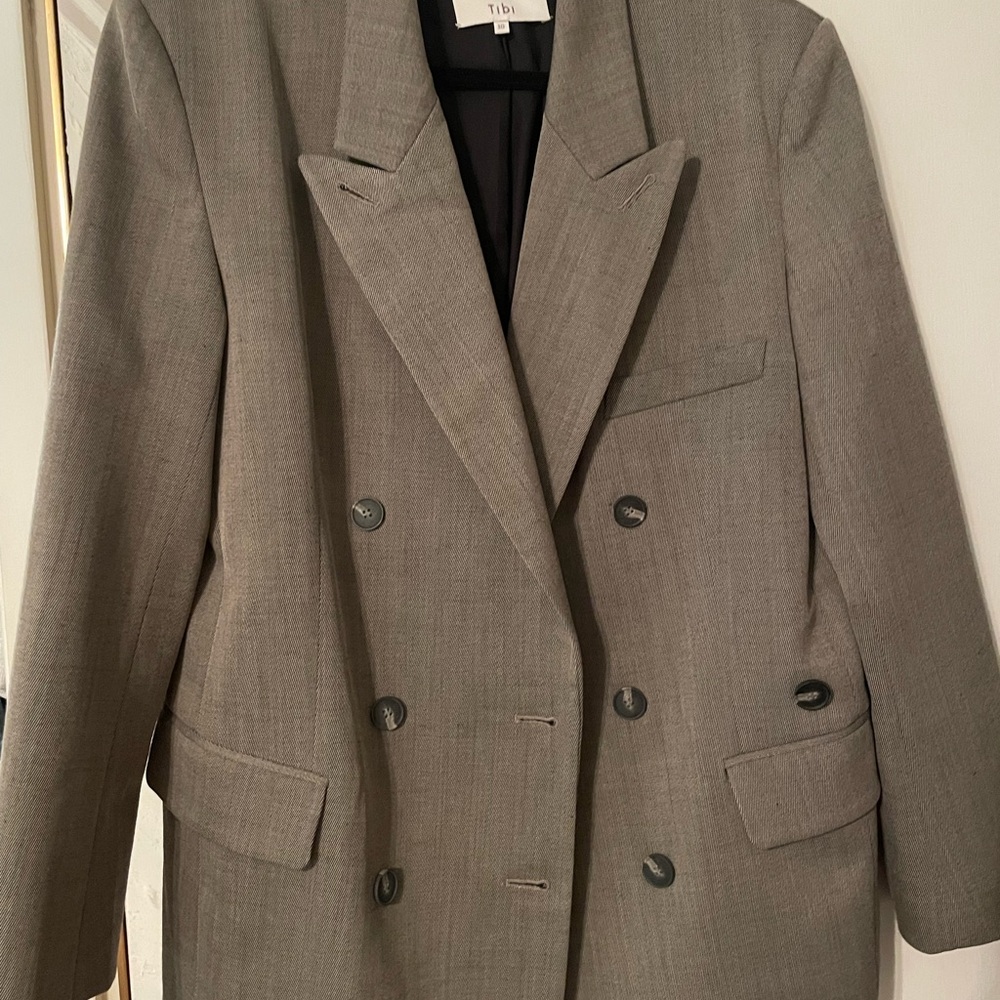 Gray Double-Breasted Blazer
